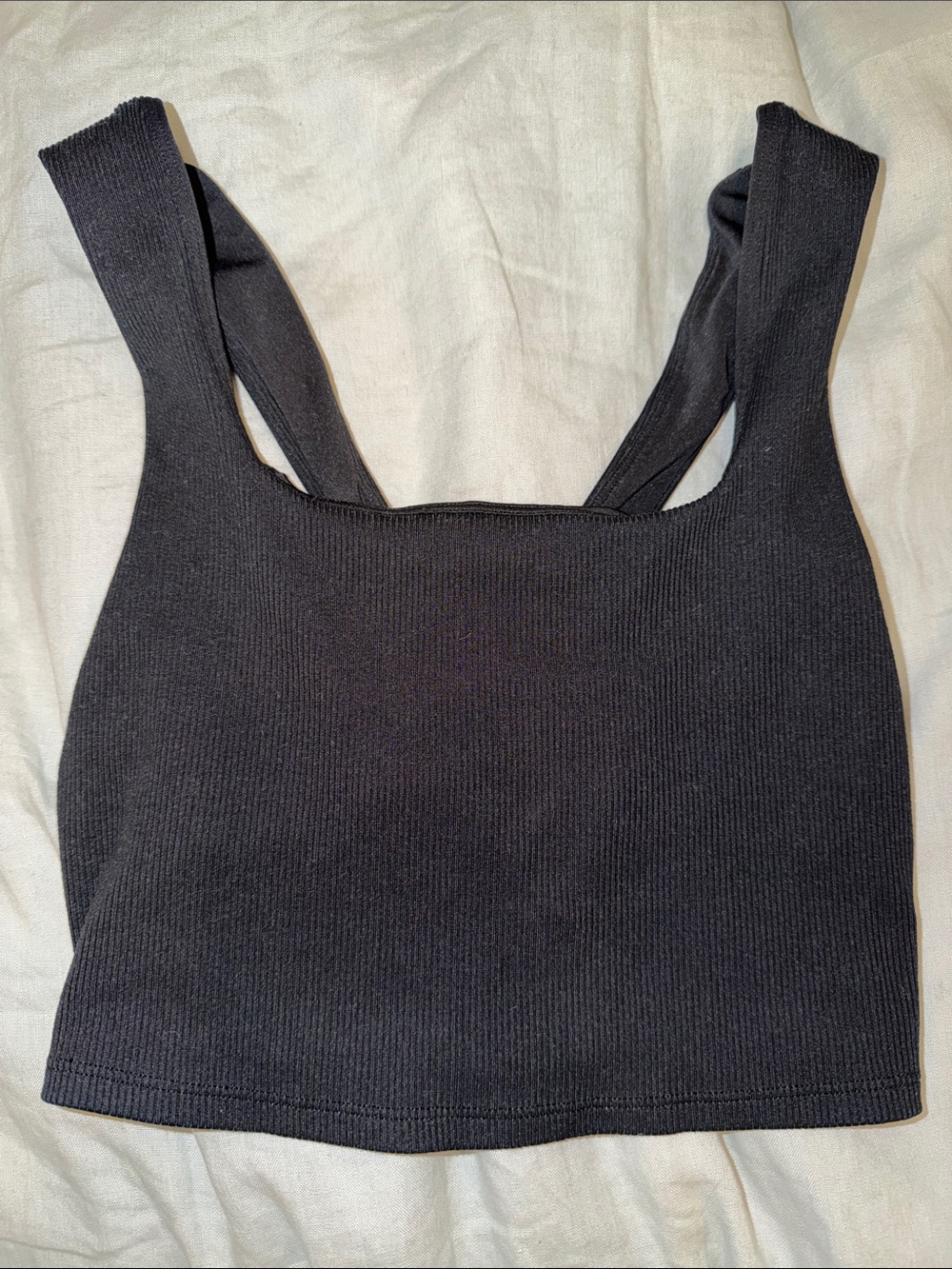 Alo Ribbed Square Neck Sports Bra - Black